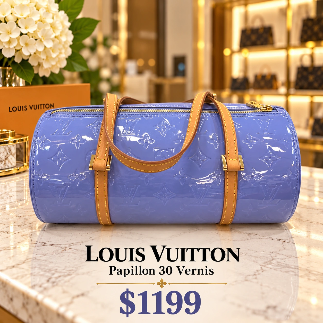 Blue Louis Vuitton Papillon bag