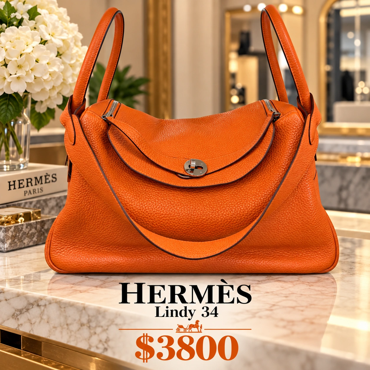 Orange Hermès Lindy bag