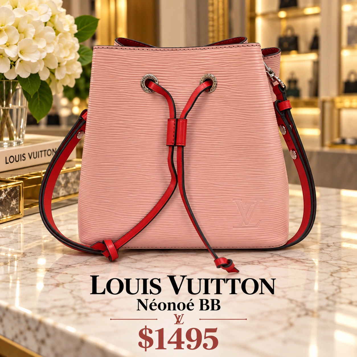 Pink and red Louis Vuitton NeoNoe bag
