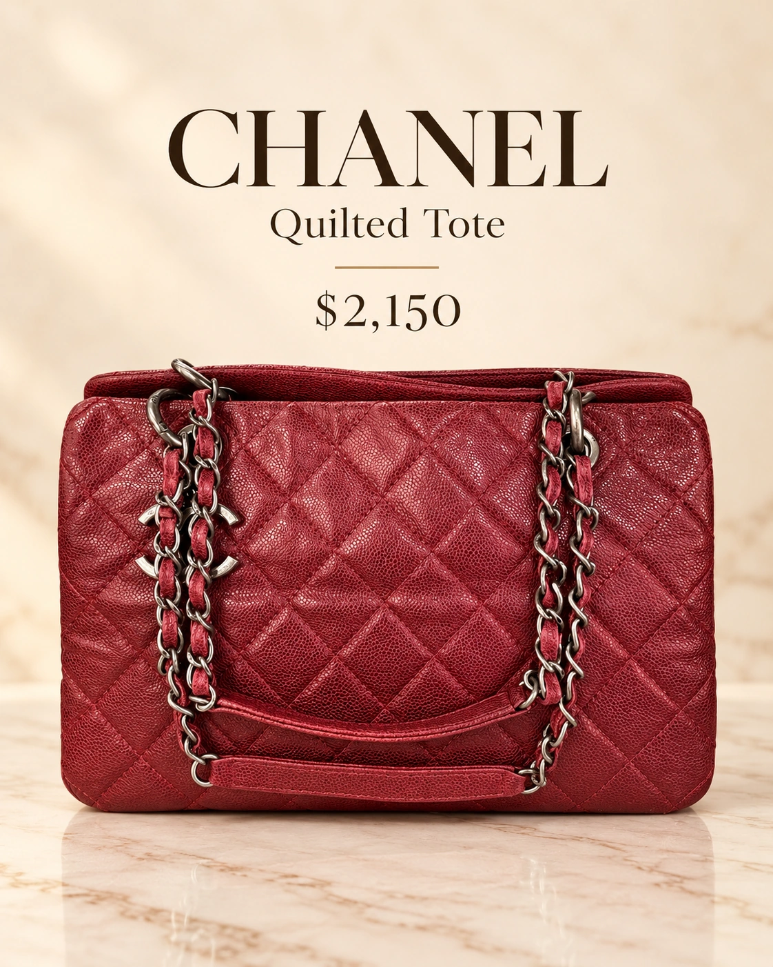 Burgundy quilted Chanel tote